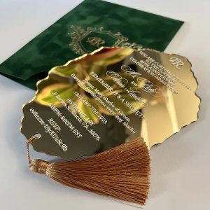 Acrylic Invitation with Green Velvet Envelope